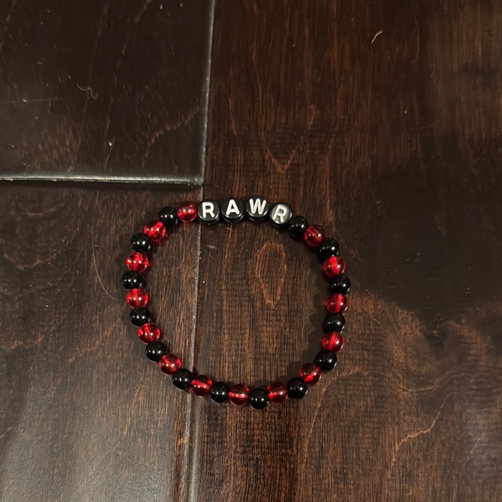 RAWR Beaded Bracelet - Red and Black